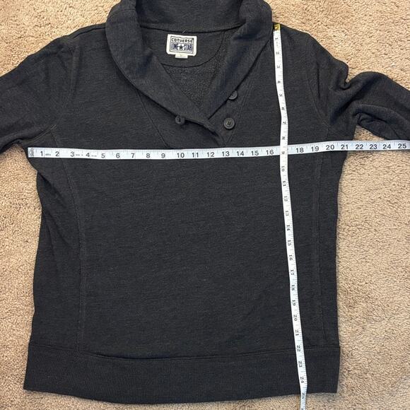 Converse One Star Women's Charcoal Grey Two Button Pullover Sweater Size XL - Picture 7 of 9
